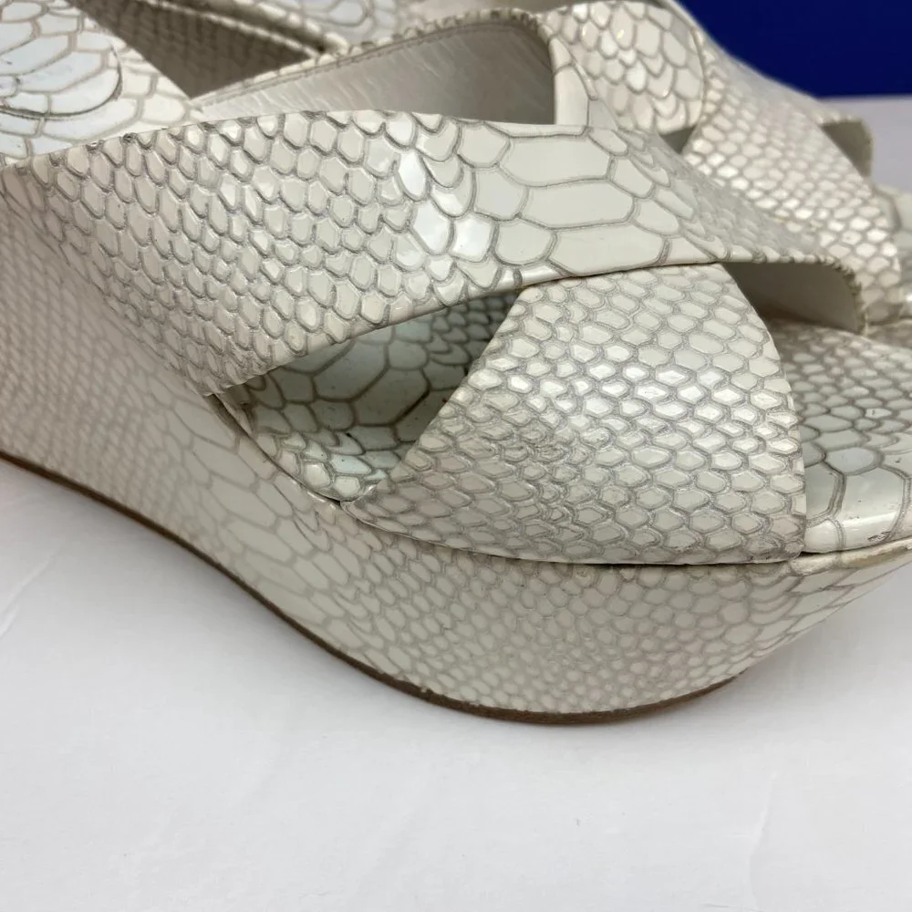 CASADEI White Snake  Wedge Platform Sz  EU 38.5